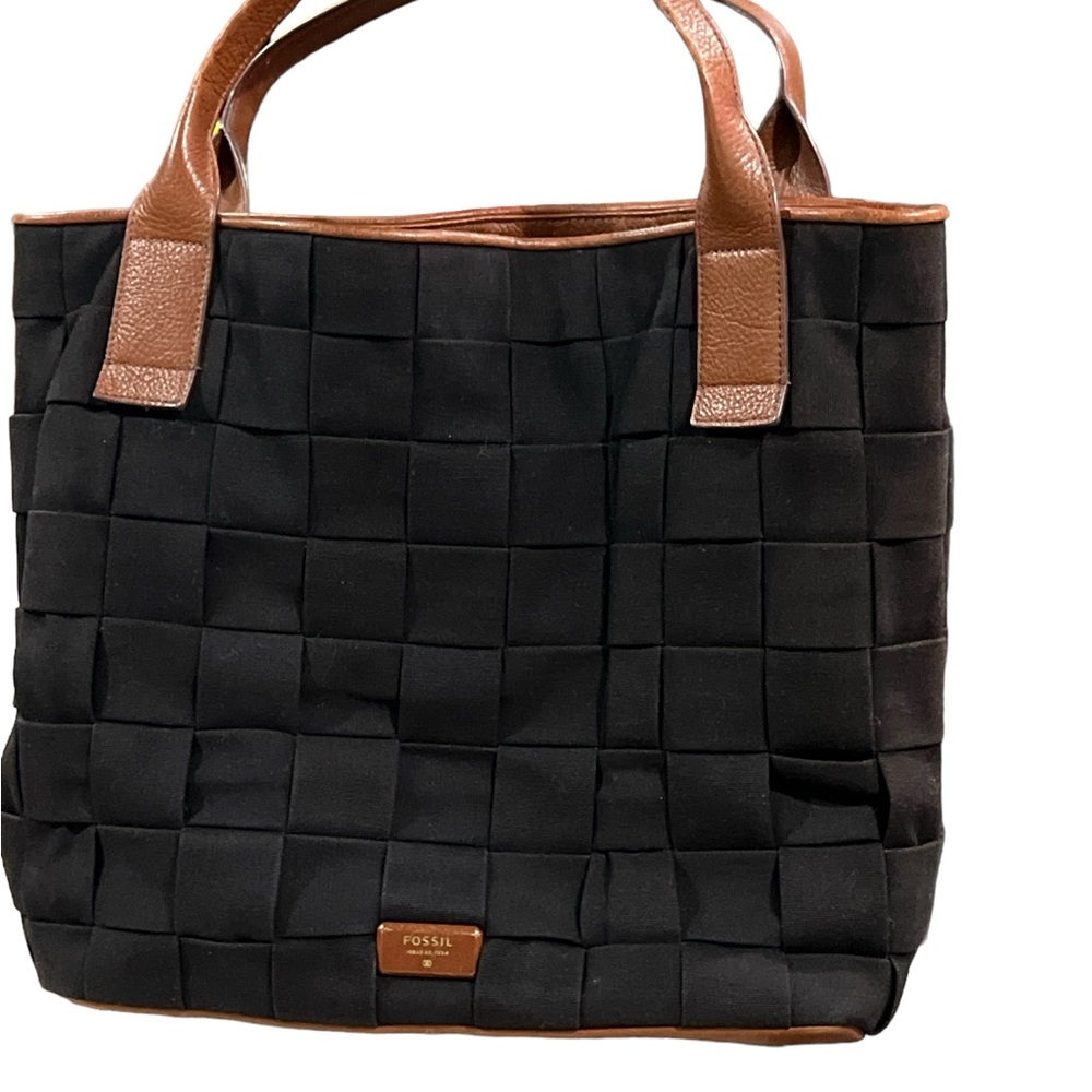 Fossil Canvas Leather Tote black. - Picture 2 of 7
